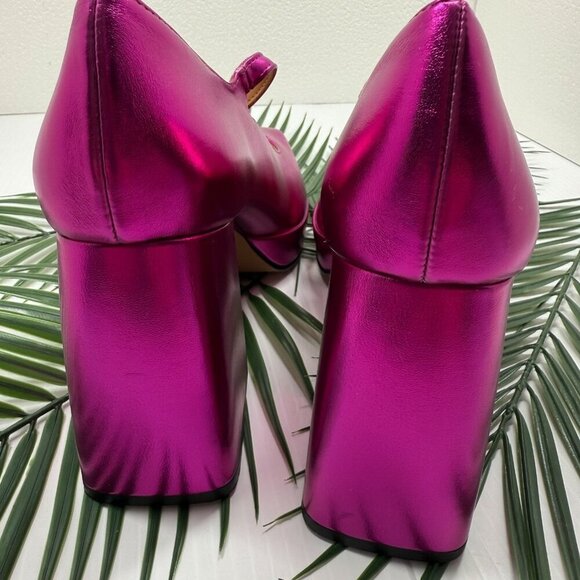 Lisa Vicky Shoes Womens Size 9 Platform Mary Jane Heels NOTICE-V Raspberry Metal - Picture 11 of 12